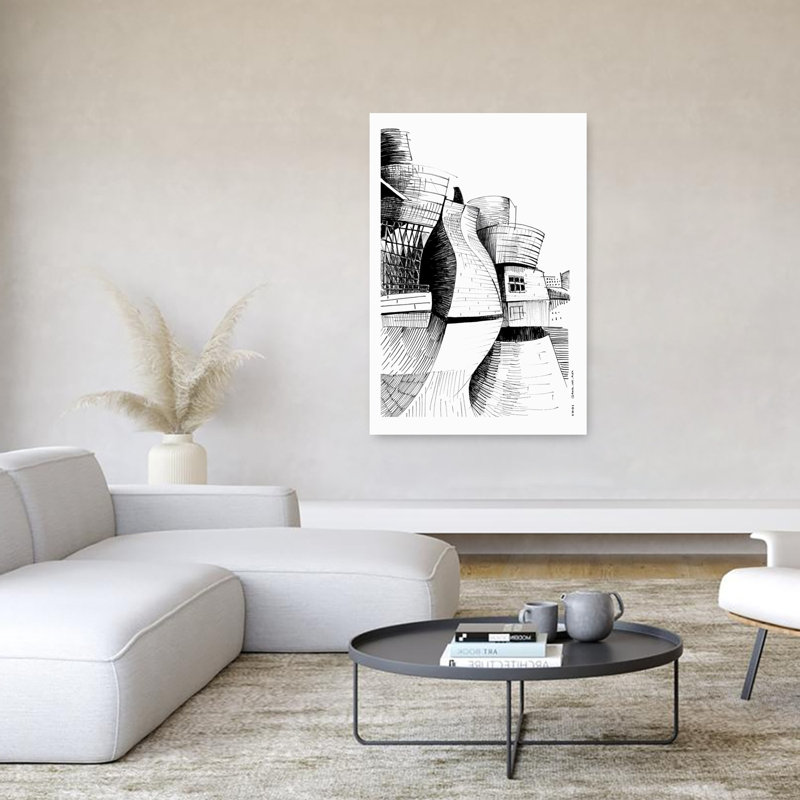 Dynamic City Architecture Abstract Contemporary Geometric Architecture City Wall Art Print by Alex Nereuta - Wrapped Canvas Print
