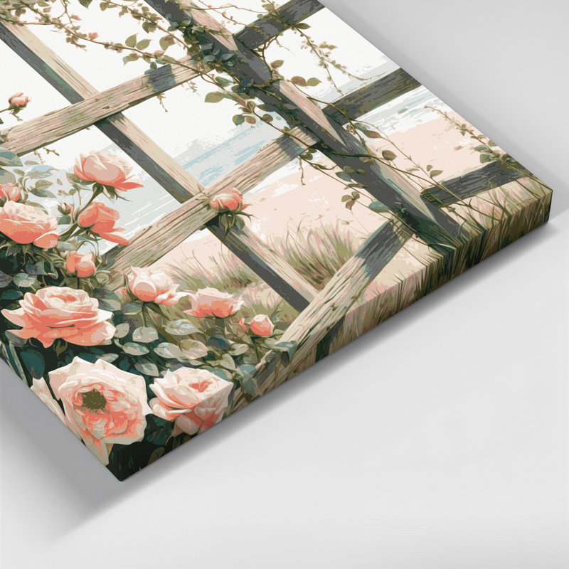 «Coastal Beach Rose», art mural gris sur toile, H 20 po x l 24 po
