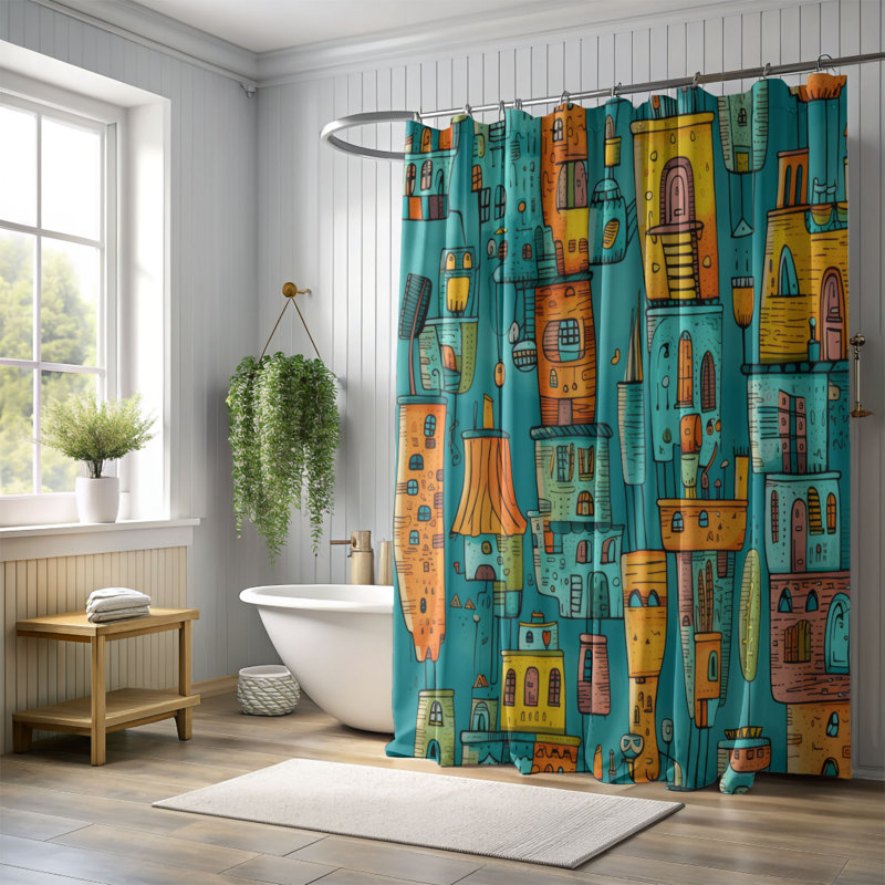 Rideau de douche Blithe City - Premium, H 74 po x l 71 po