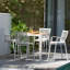 Tabourets de bar modernes en aluminium, décorations en teck naturel, pour l'extérieur