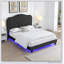 Upholstered Bed Button Tufted With Curve Design - Strong Wood Slat Support - Easy Assembly - Velvet - With LED Light-Platform Bed - Queen-1340851000