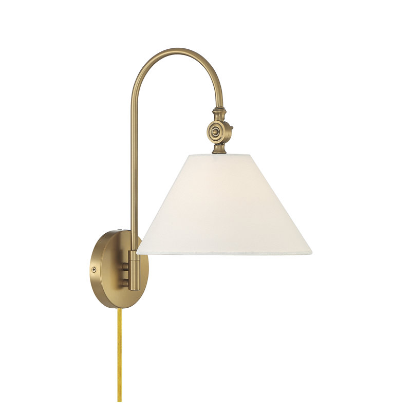 Applique murale 1 lumière Meridian en laiton naturel, Laiton