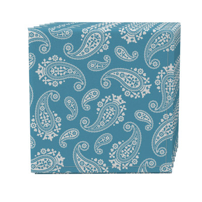 Square Paisley Cotton Twill Dining Linen Set - Set of 4