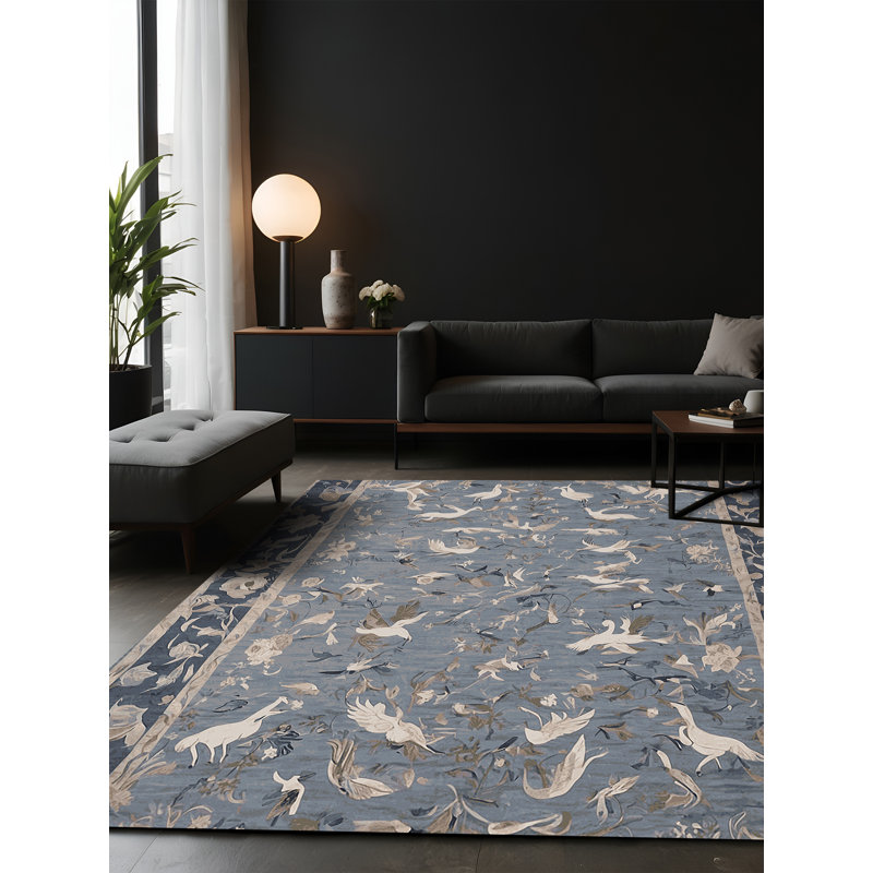 Tapis gris soyeux et moelleux, Carré 6 pi