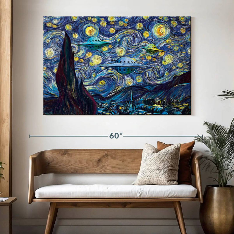 Kelan Alien Invasion Starry Night, H 34 po x l 51 po