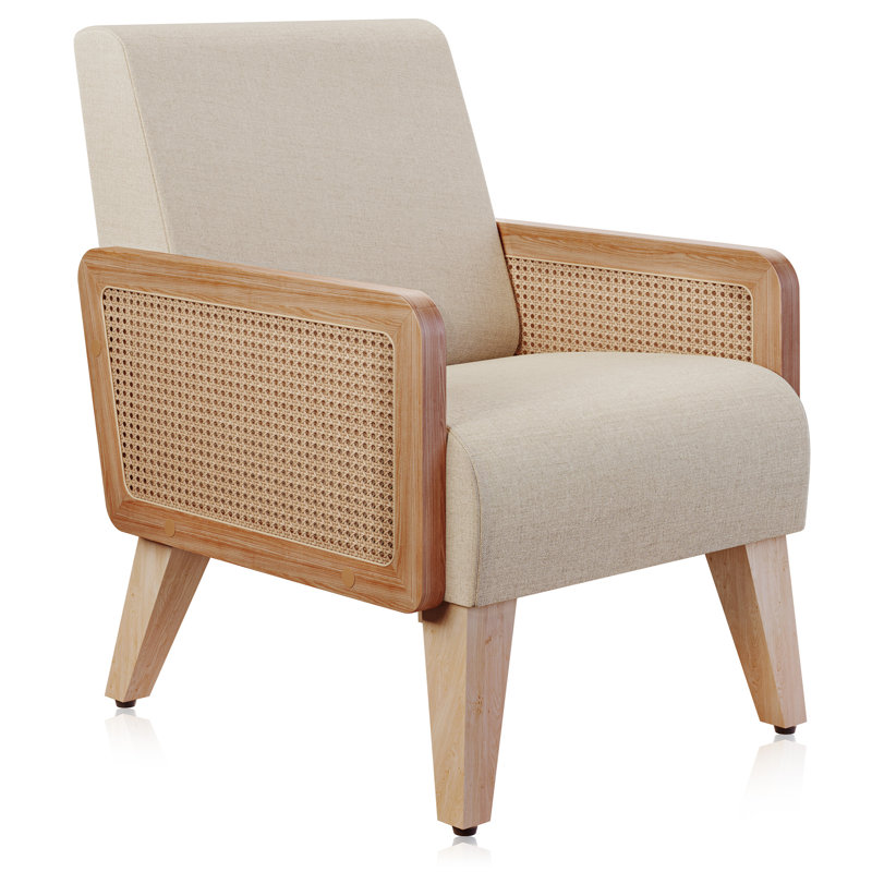 Arelious 24.41" W Linen Armchair Upholstered, Beige