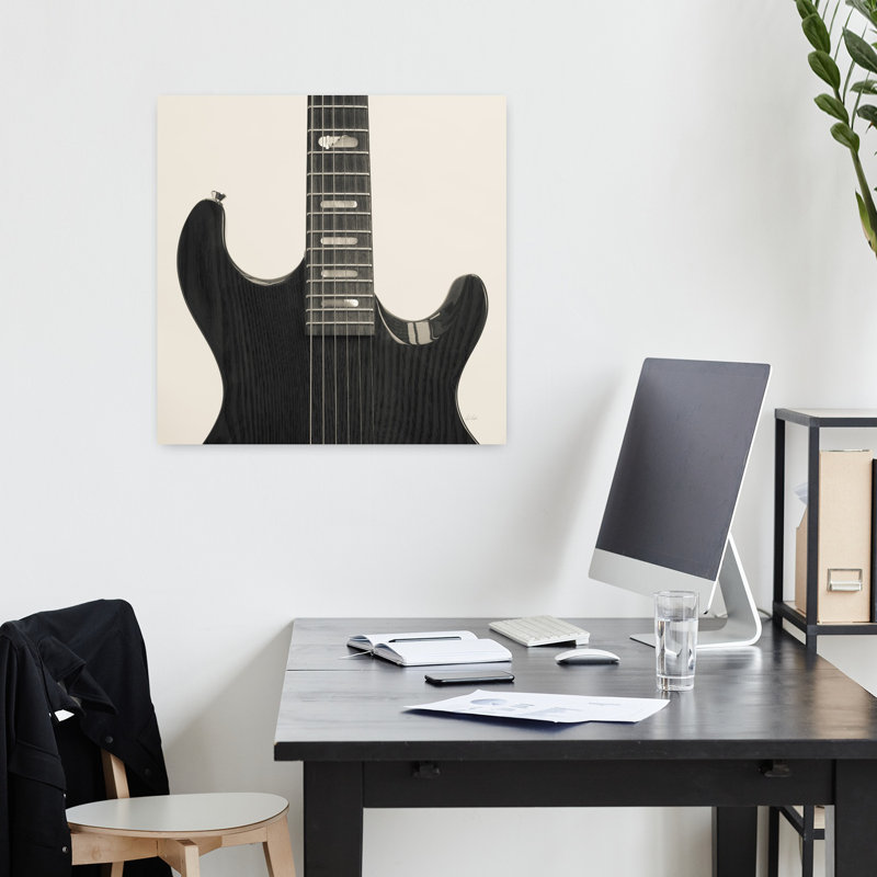 Guitare IV, art contemporain abstrait, H 18 po x l 18 po