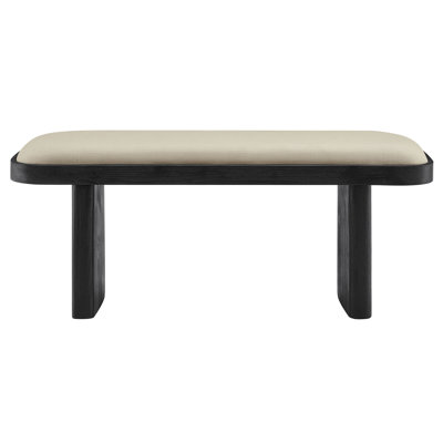 Iver 43" Upholstered Wood Accent Bench In Black Flax
