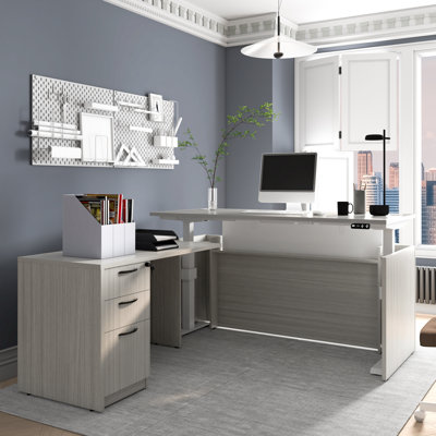 Height Adjustable L-Shaped Standing Desk