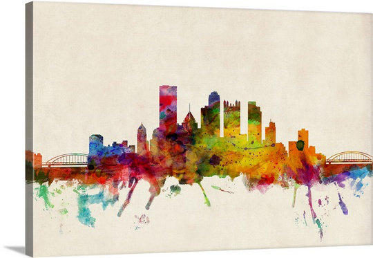 «Pittsburgh Skyline» par Francy, impression, H 20 po x l 30 po x P 1,5 po, Toile
