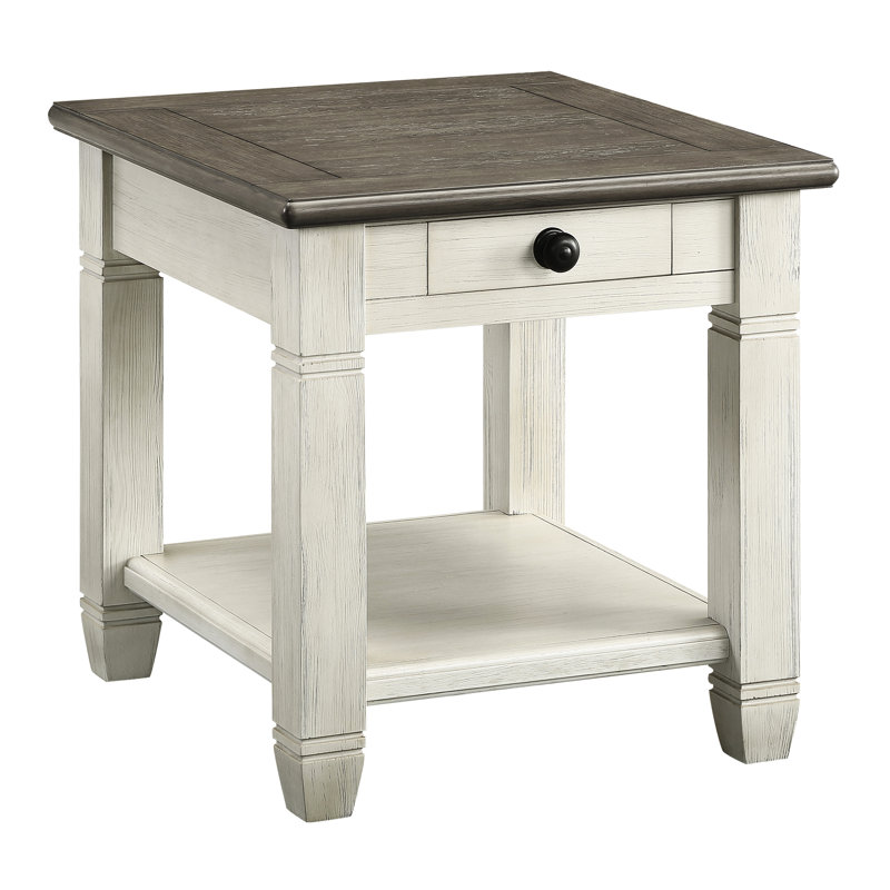 Table en bois avec tiroir et tablette en brun antique blanc rosé pour la décoration intérieure décontractée