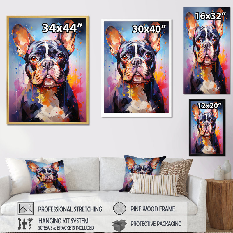 Bulldog Boldness II sur toile, Toile tendue, H 20 po x l 12 po x P 1 po