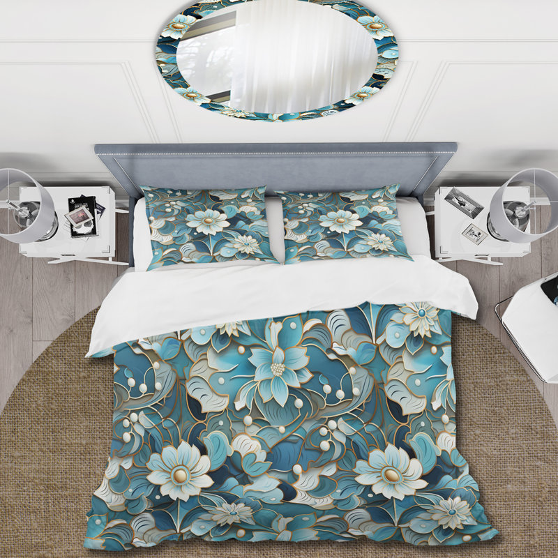 Intricate Embellishments II - Ensemble de housse de couette oriental - Microfibre de polyester