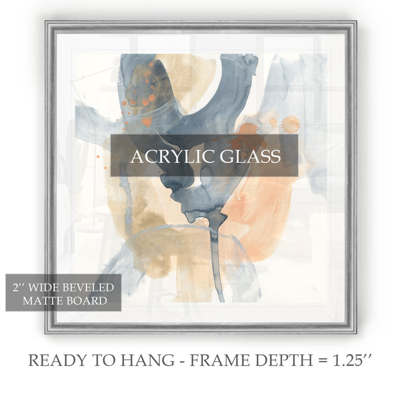 « liquid blueprint vii »-reproduction d’art sur toile, Cadre argenté, H 17,5 po x l 17,5 po x P 1,5 po