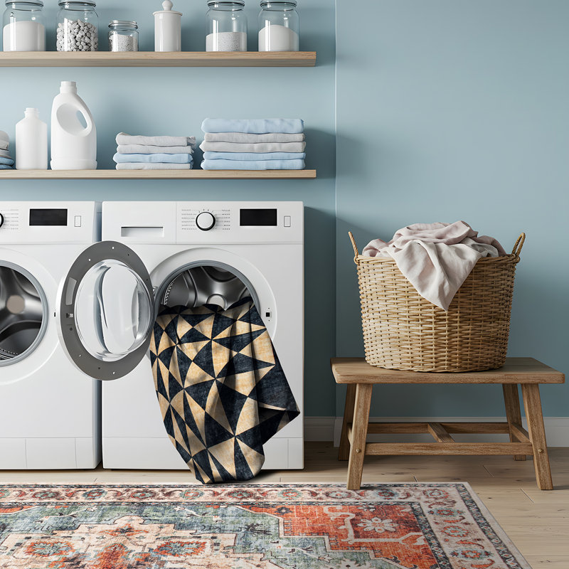 Geometric Diamond Washable Non Slip Area Rug, Runner 2' x 8'