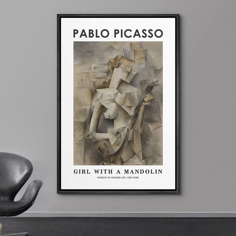Fille avec une mandoline par Pablo Picasso, H 36 po x l 24 po x P 1,5 po, Noir