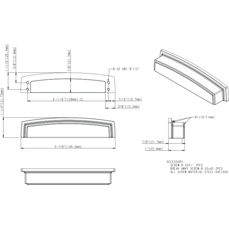 Cup / Bin Pull, Brushed Pewter