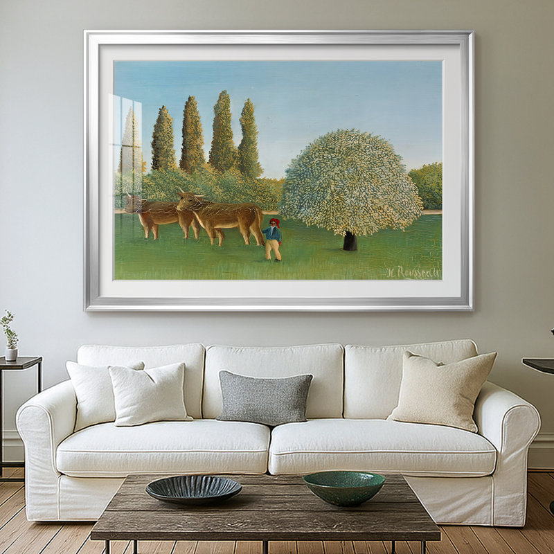 The Pasture (Le Pâturage) - Henri Rousseau - Reproduction encadrée avec passe-partout et verre - 1906, 26,5 x 36,5, Argent