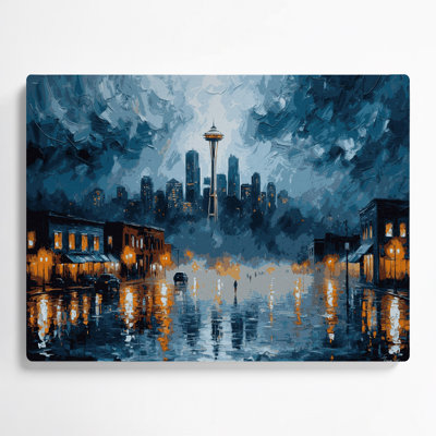 Cities Seattle WA Blue Metal Wall Art