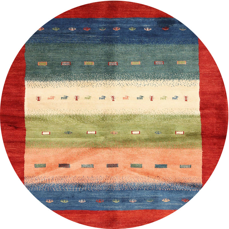 Tapis contemporain rouge / beige Platzer, Rond 8 pi