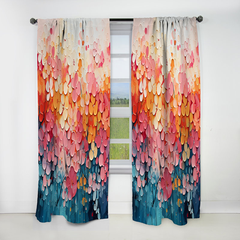 Rideau occultant en velours Coral Oasis I - Abstract Landscape, L 52 po x L 84 po