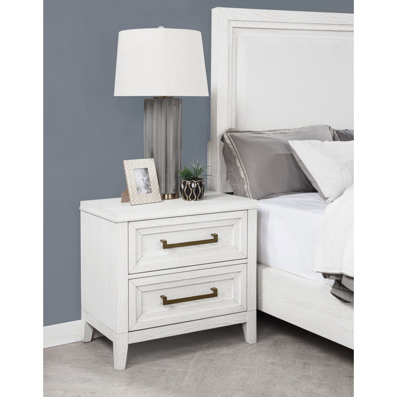 Loane 2-drawer Nightstand Bedside Table Distressed White