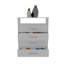 Commode Continental, plateau supérieur, quatre tiroirs, une tablette