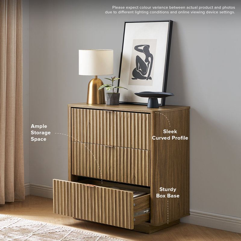 Commode 3 tiroirs l 32,2 po Dorcus, Brun / Noyer