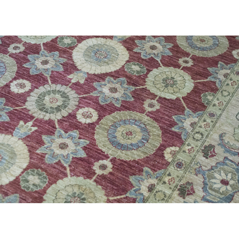 Tapis rouge et brun de haute qualité noué à la main Ziegler