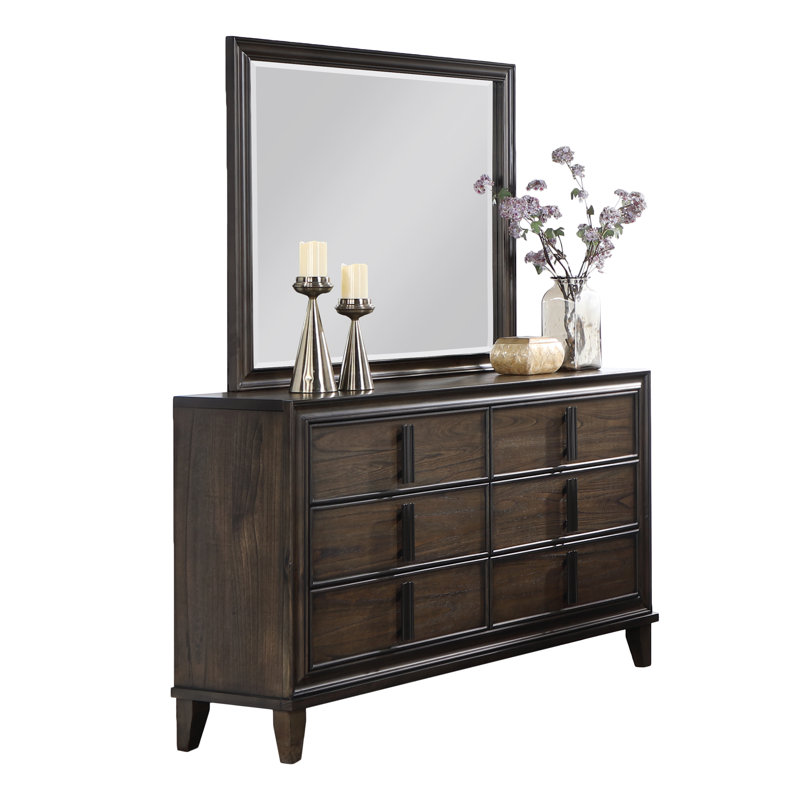 Commode 6 tiroirs avec miroir Kedisha