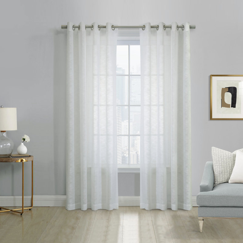 Bishesh Sheer Curtain Single Panel, 52" W x 84" L, White