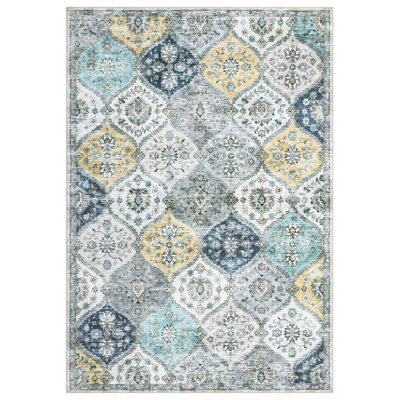 Traditional Persian Area Rug, Soft Low Pile Washable Rugs for Entryway, Bedroom, Living Room
