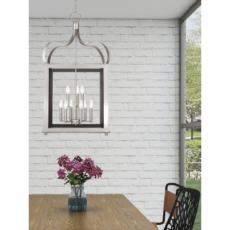 Aelwen 9 - Light Dimmable Lantern Square / Rectangle Chandelier, Brushed Nickel