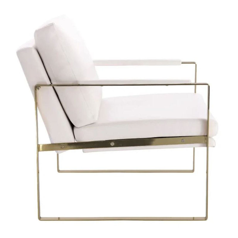 Fauteuil de 26 po de large Guani, Or, Similicuir blanc