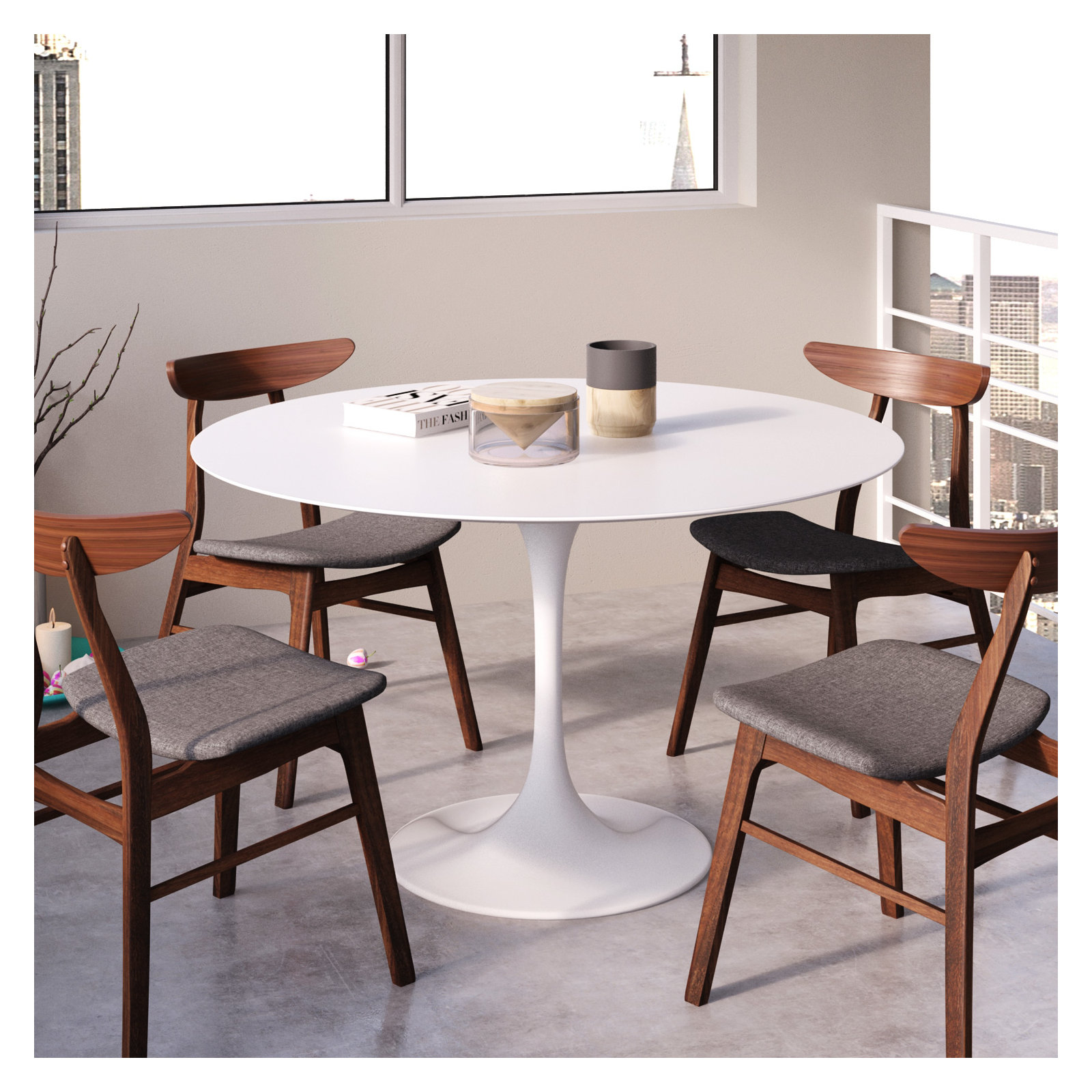 Hartford Dining Chair in Warm Gray/Walnut