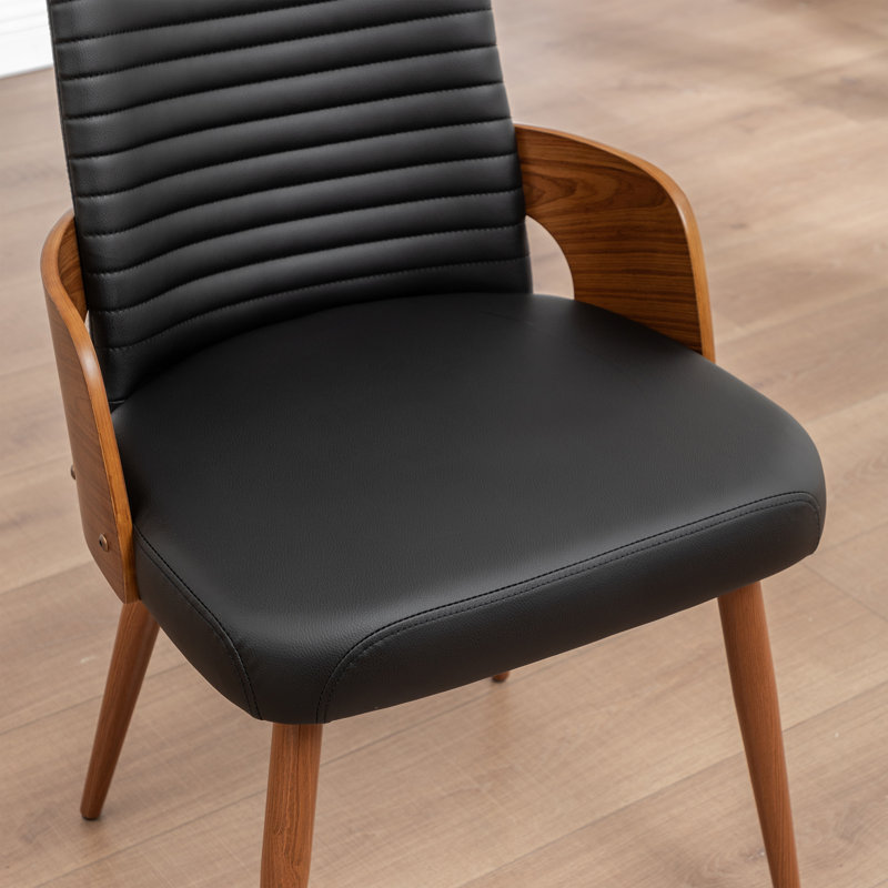 Chaise rembourrée en bois massif Carman, Noir pure