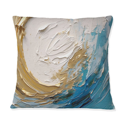 Coussin décoratif à spirales or et turquoise
