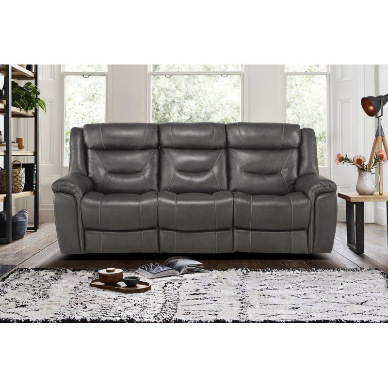 Canapé inclinable en cuir Robitaille, H 41 po x l 163,5 po x P 40 po, Cuir gris foncé assorti