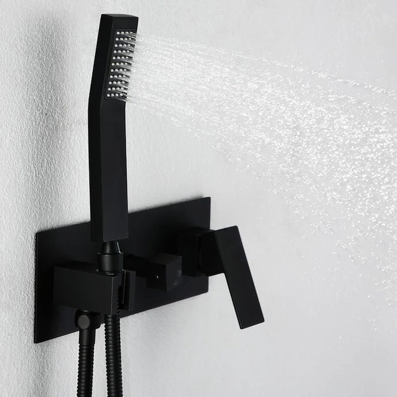 Système de douche pour salle de bain noir mat - Laiton, avec douchette 59 po et pomme de douche murale complète en laiton 10 po