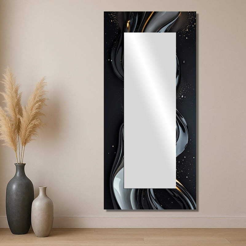 Fractal Peano Curve II noir et gris - décoration murale miroir fractal - imprimé sur métal, 28 po x 60 po