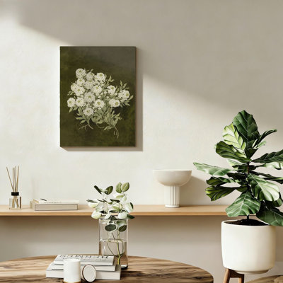 Large Solid Wood Frame Support Vintage Green Floral Wall Art for Living Room Bedroom 24"x16"