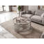 Table basse ronde en acier inoxydable en verre trempé double couche et argent