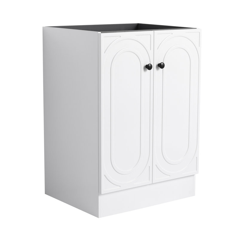 Meuble-lavabo autoportant 24 po avec portes à fermeture douce, base de rangement en contreplaqué blanc