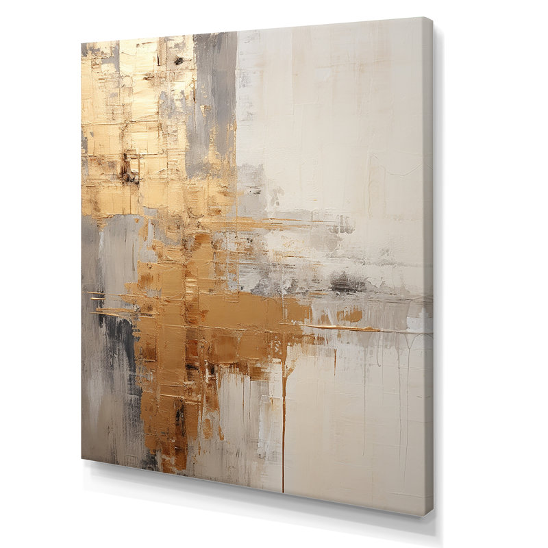 Impression sur toile Gold and Beige Soft Fusion I - Coastal Pier, H 44 po x l 34 po, Toile tendue
