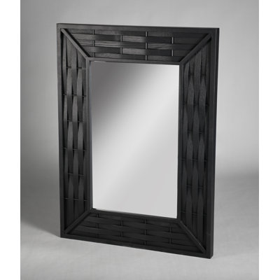 Wood Weave Wall Mirror Black