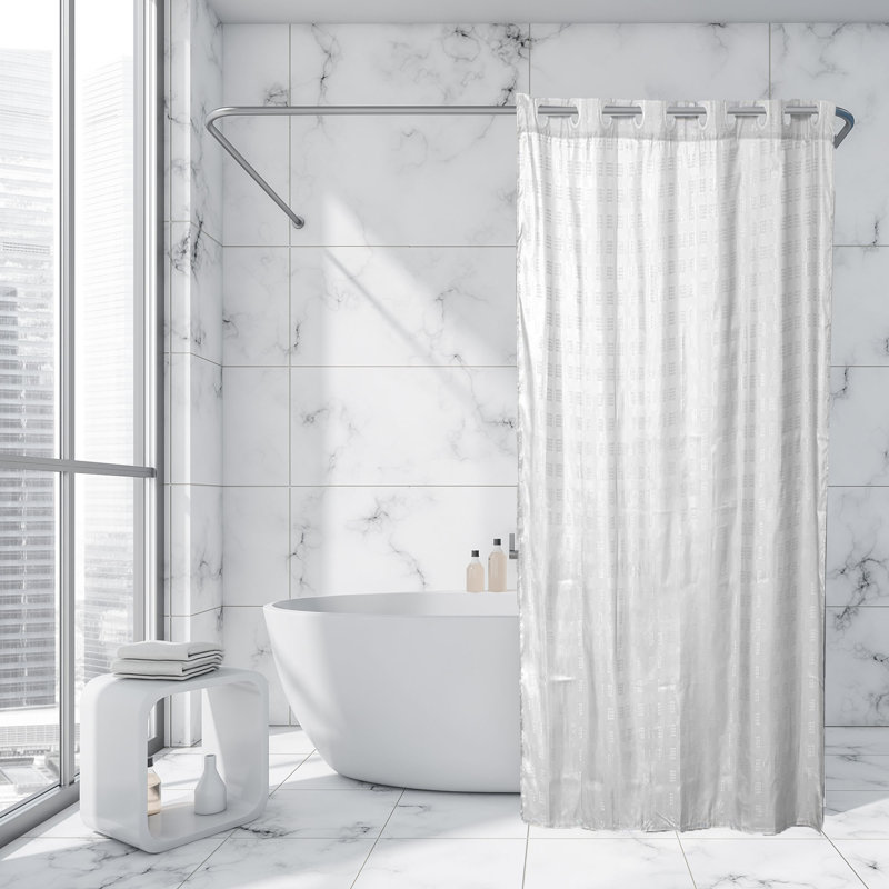 Rideau de douche cubique sans crochet extra long en polyester, Blanc