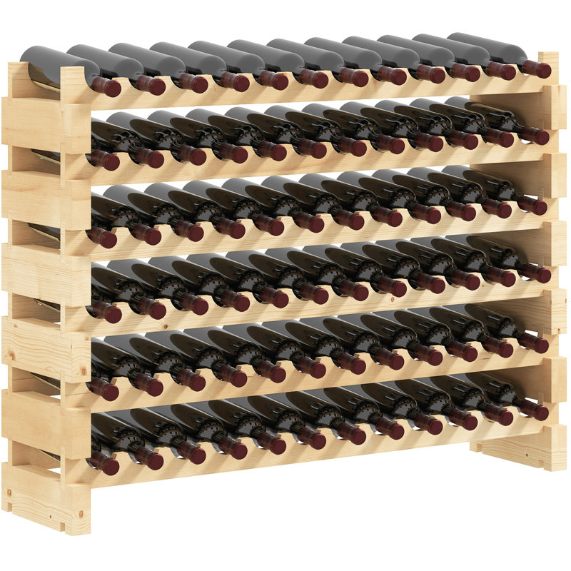 Wine Rack Stackable Wine Rack, Modular Storage Shelves, Oak
