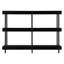Table d'appoint moderne pour chambre à coucher, console en stratifié noir et métal, 3 tablettes avec plateau supérieur rectangulaire et 2 tablettes de rangement