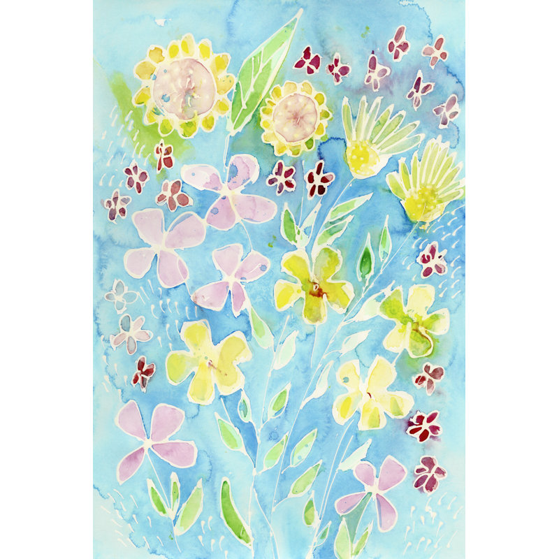 «Snappy Floral II» par Regina Moore - peinture sur toile tendue, H 12 po x l 8 po