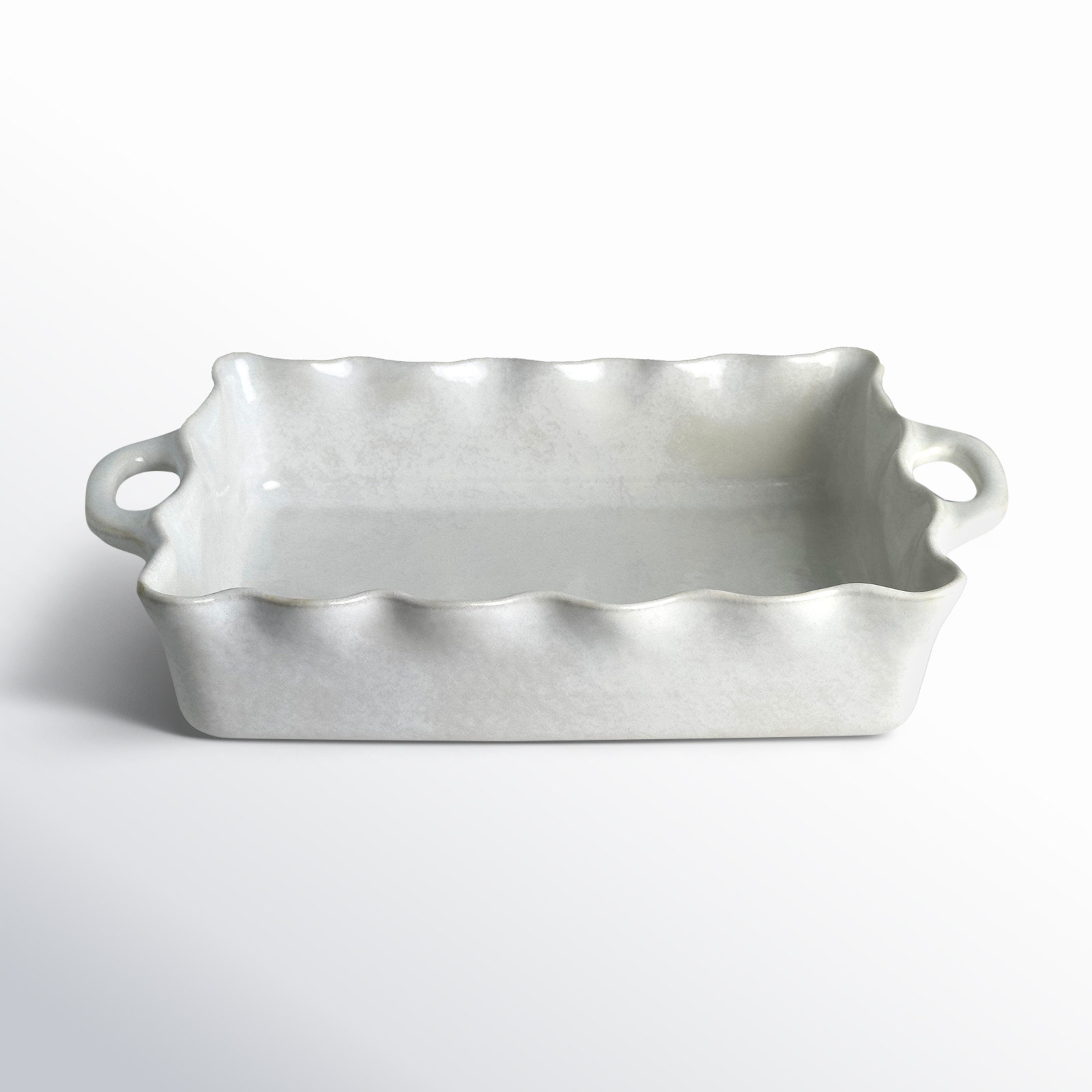 Cozina Ruffled Baker, White, 3.25" H x 13" W x 9" D